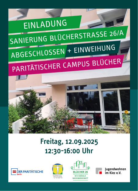 Einladungskarte zur Eröffnung des Campus Blücherstrasse Vorderseite