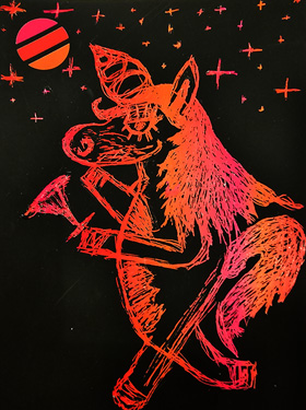 Kratzkarte mit Einhorn und Sternchen