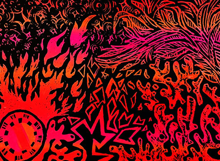 Kratzbild mit vielen bunten Ornamenten