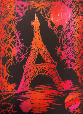 Kratzkarte mit Pariser Eiffelturm