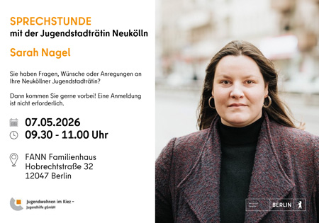 Infoblatt Jugendsprechstunde im FaNN mit Jugendstadträtin Neukölln